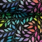 Preview: Alpenfleece | ISLA | Blätter Schwarz Regenbogenfarben