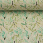 Preview: Leinen | Viskose MADEIRA | Hellbeige Blüten türkis mint