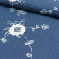 Preview: Jeans | Stickerei Blumen weiß | Jeansblau