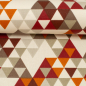 Preview: Beschichtete Baumwolle "Leona" Dreiecke orange, grau, burgunder