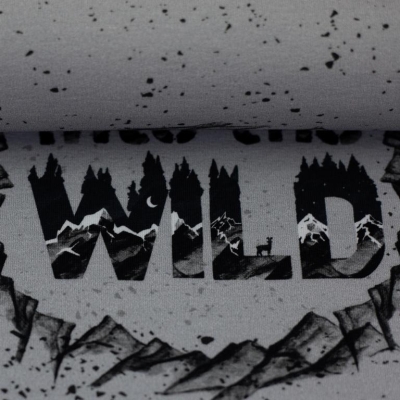 French Terry Panel | Into the Wild Hirsch Berge | Grau