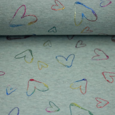 Alpenfleece | Farsund Herz | Mint mit buntem Flock