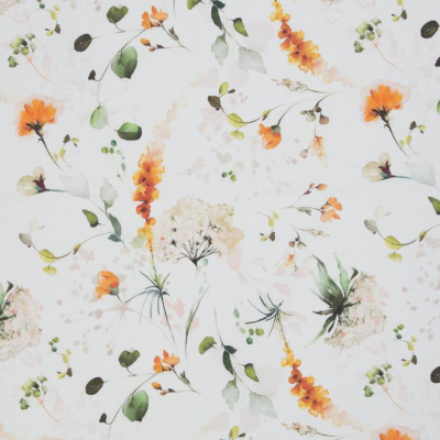 Baumwolle beschichtet | Alsfeld | Blüten Aquarell auf Weiß
