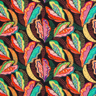 Canvas | Mona | Blüten bunt Schwarz