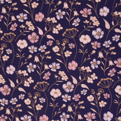 French Terry Modal | Flower Dream by Colu | Wiese Marineblau