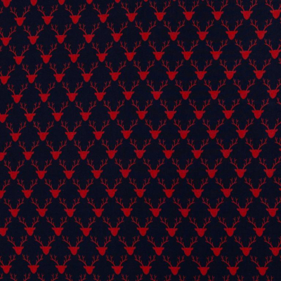 Viskose | MARIA | Hirsche Marineblau Dunkelrot