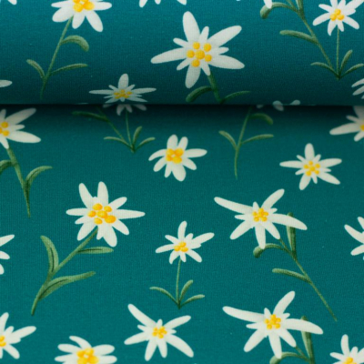 Jersey | Alpenliebe by Mrs.Mint Design | Edelweiß Stiel Petrol