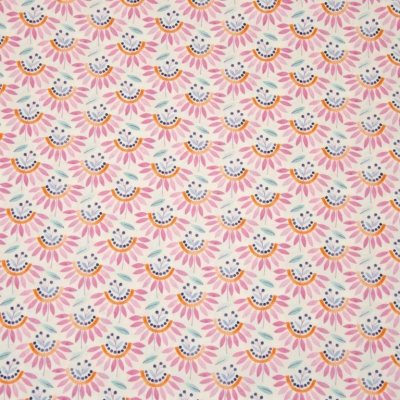 Baumwolle | Emilie | Blüten rosa blau weißgrundig