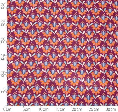 Baumwolle | Emilie | Blüten orange blau Beeregrundig