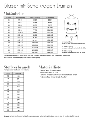Papierschnittmuster | Blazer mit Schalkragen