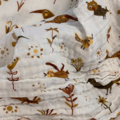 Musselin | SNOOZY | Waldtiere Weiß