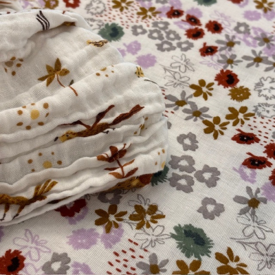 Musselin | SNOOZY | Blumen Weiß