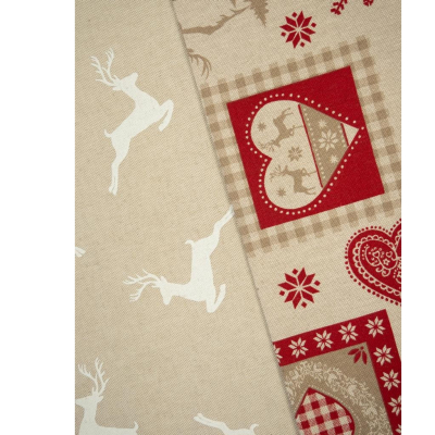 Deko Canvas | RUDI | Hirsch Sterne Rot Beige