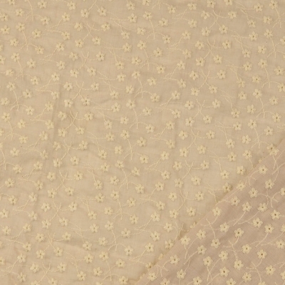 Baumwolle Voile | Stickerei | beige