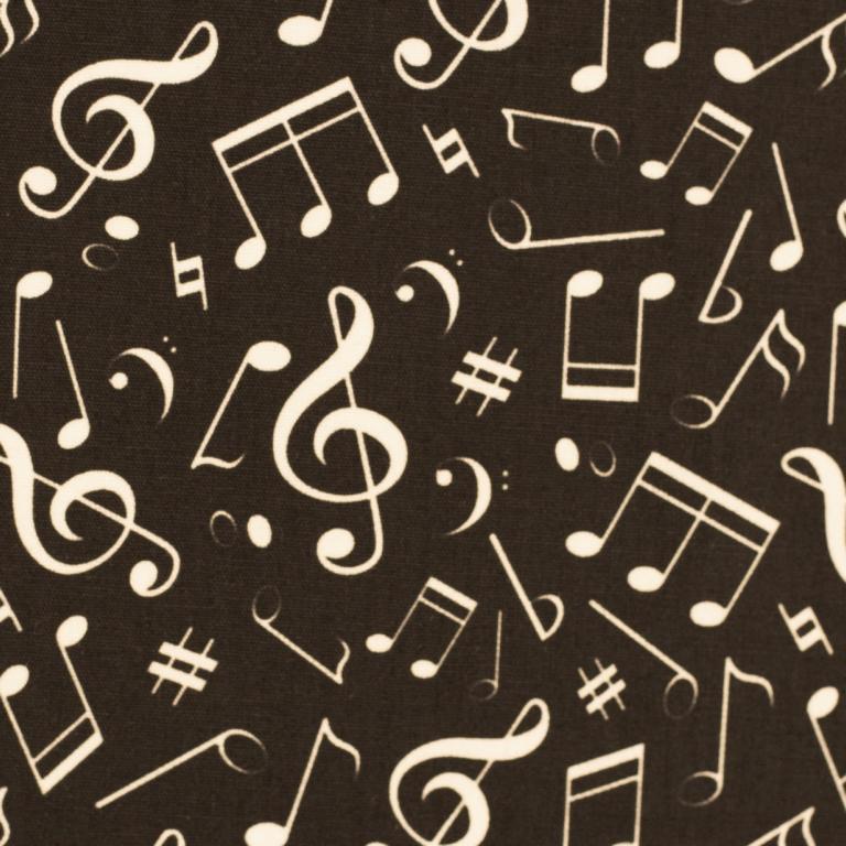 Baumwolle Stoff Mit Noten Baumwolle| KIM Musik Noten Schwarz