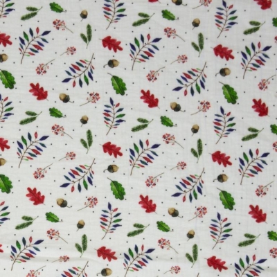 Musselin | THEA Blätter Herbst | weiß