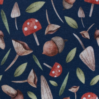 Jersey | JULE Herbst | Jeansblau mit Blätter Pilze