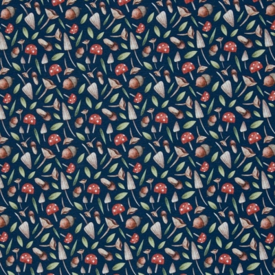 Jersey | JULE Herbst | Jeansblau mit Blätter Pilze