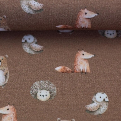 French Terry | Svea | Bär Igel Eule Aprikose