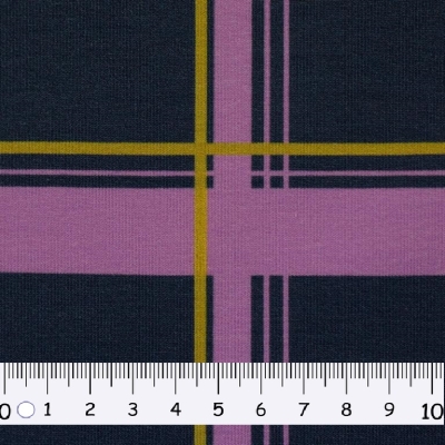 French Terry mit Modal | KARL by Cherrypicking | Karo Marineblau Lila Ocker