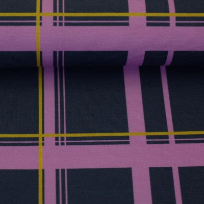 French Terry mit Modal | KARL by Cherrypicking | Karo Marineblau Lila Ocker