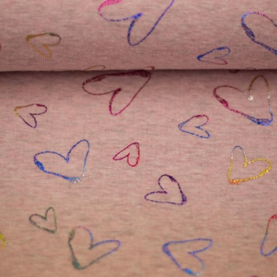 Alpenfleece | Farsund Herz | Rosa mit buntem Flock