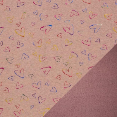 Alpenfleece | Farsund Herz | Rosa mit buntem Flock