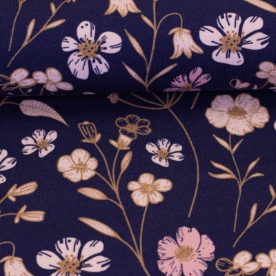 French Terry Modal | Flower Dream by Colu | Wiese Marineblau