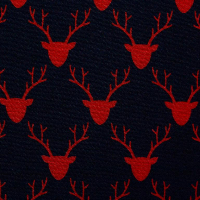 Viskose | MARIA | Hirsche Marineblau Dunkelrot