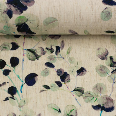 Leinen | Viskose MADEIRA | Hellbeige Eukalyptus lila