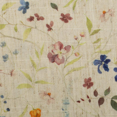 Leinen | Viskose MADEIRA | Hellbeige Blüten bunt