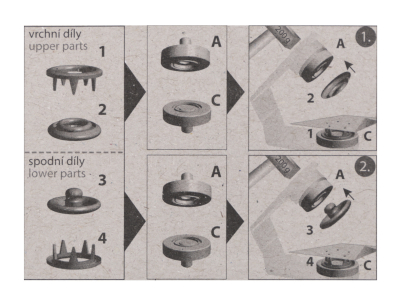 Druckknöpfe Baby | metall | für dünne Stoffe