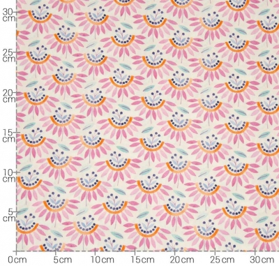 Baumwolle | Emilie | Blüten rosa blau weißgrundig