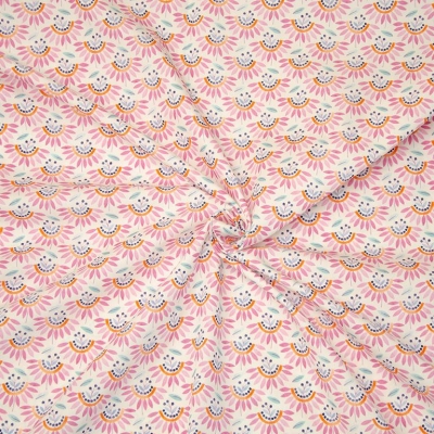 Baumwolle | Emilie | Blüten rosa blau weißgrundig