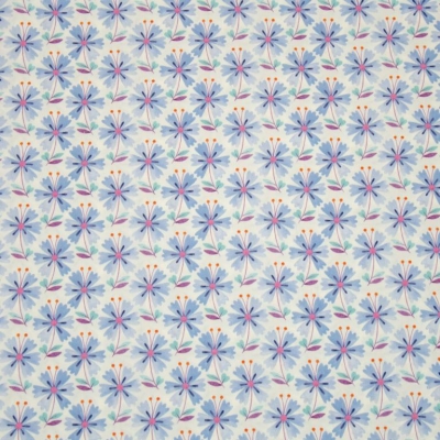 Baumwolle | Emilie | Blüten lila blau weißgrundig