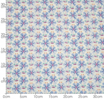 Baumwolle | Emilie | Blüten lila blau weißgrundig