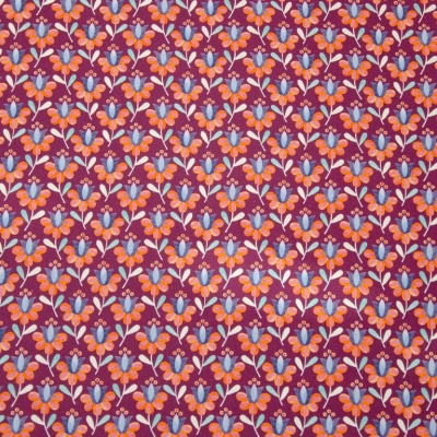 Baumwolle | Emilie | Blüten orange blau Beeregrundig