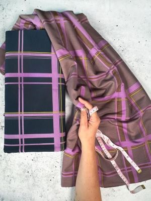 French Terry mit Modal | KARL by Cherrypicking | Karo Marineblau Lila Ocker