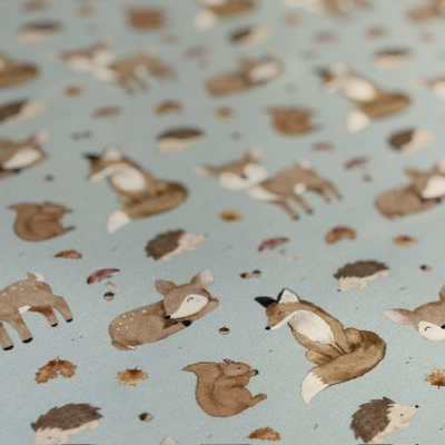 French Terry | Eigenproduktion | Waldtiere hellblau