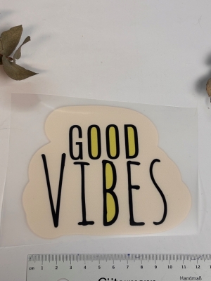 Bügelbild | GOOD VIBES | Ecru Gelb