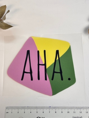 Bügelbild | AHA | Rosa Gelb Grün