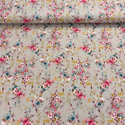 Jersey | Flowers | Grau Blumenbouquet