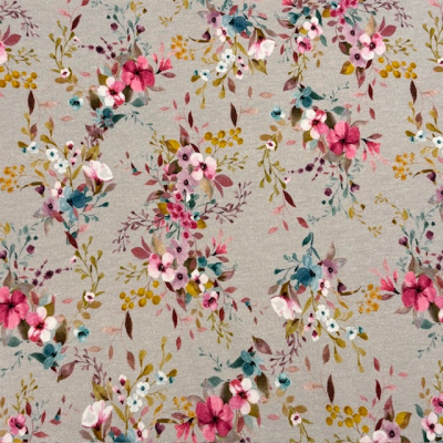 Jersey | Flowers | Grau Blumenbouquet