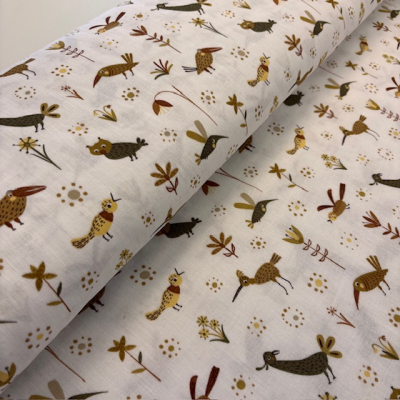 Musselin | SNOOZY | Waldtiere Weiß