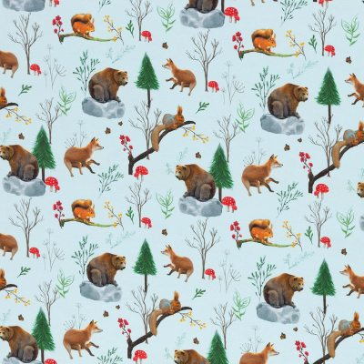 Jersey | Sansa | Bär Eichhörnchen Fuchs Wald | mintblau