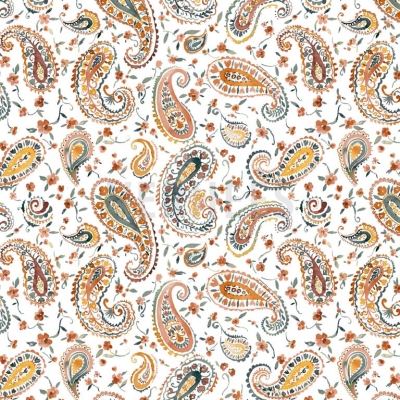 Jersey digital | Paisley weiß | Bunt pastell