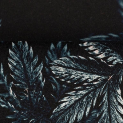 Viskose "dark leaves" schwarz, petrol