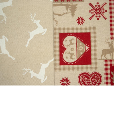 Deko Canvas | RUDI | Hirsch Sterne Rot Beige