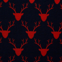 Viskose | MARIA | Hirsche Marineblau Dunkelrot