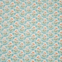 Baumwolle | Emilie | Blüten türkis orange Weißgrundig